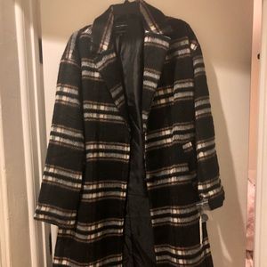 NWT Something Navy Plaid Winter Coat M